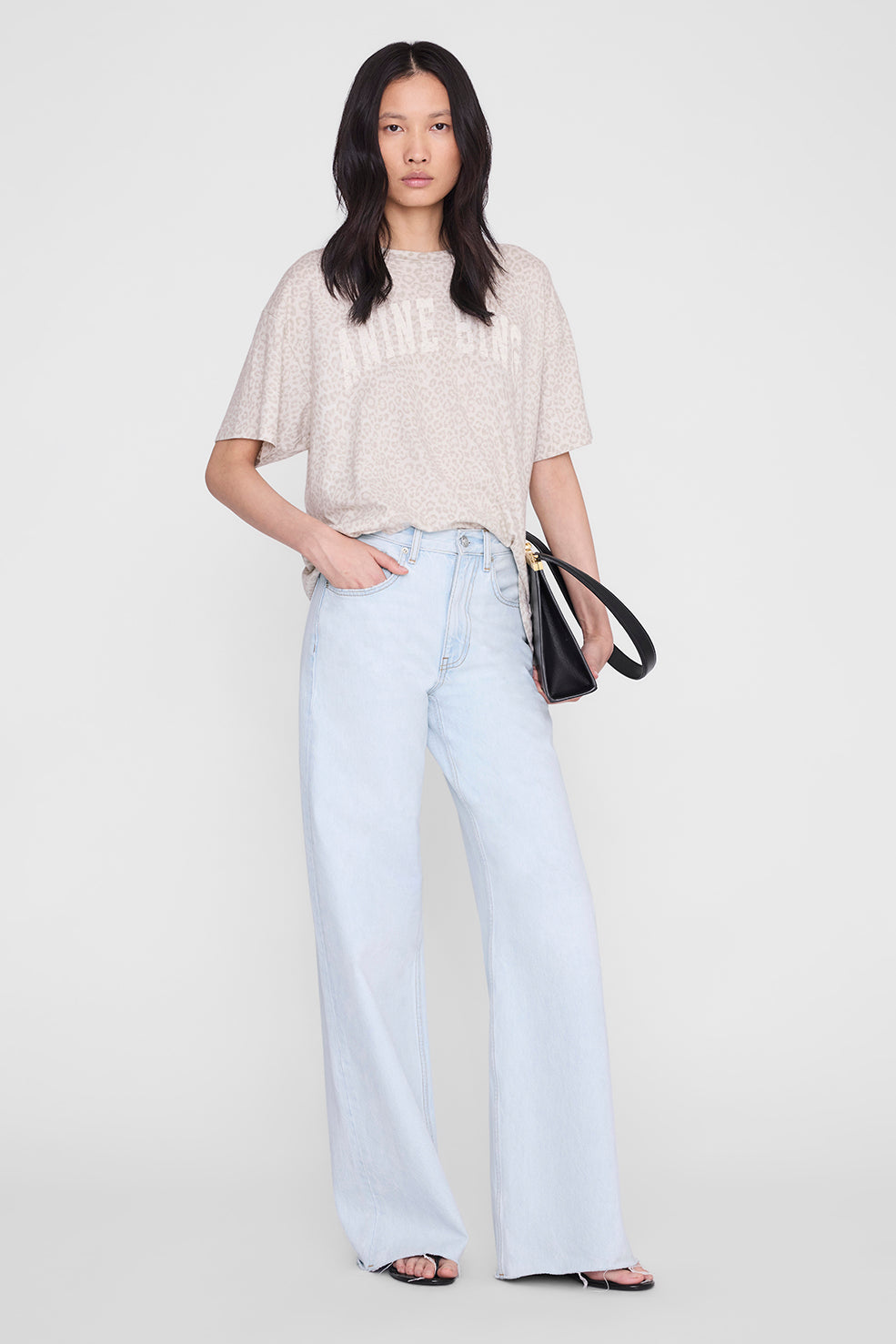 Anine Bing Cade Tee Anine Bing in Washed White Leopard