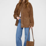 Anine Bing Elly Bucket Bag Suede in Tobacco - side view