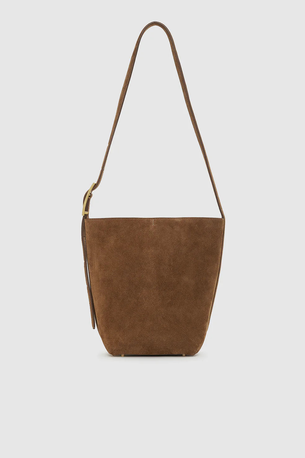 Anine Bing Elly Bucket Bag Suede in Tobacco - detail view
