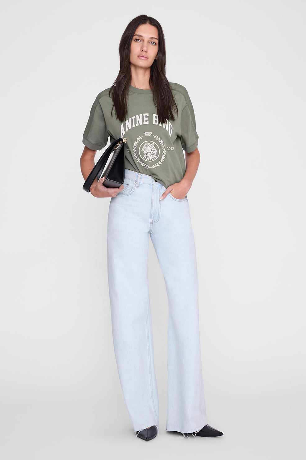 Anine Bing Jaylin Tee Collegiate in Washed Sage