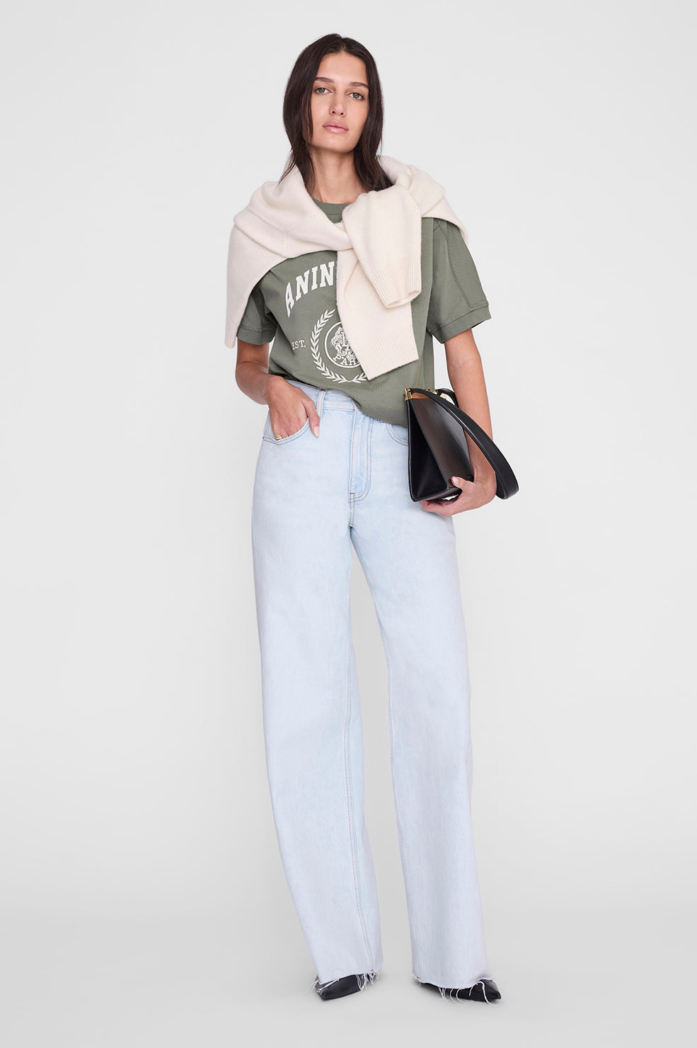 Anine Bing Jaylin Tee Collegiate in Washed Sage