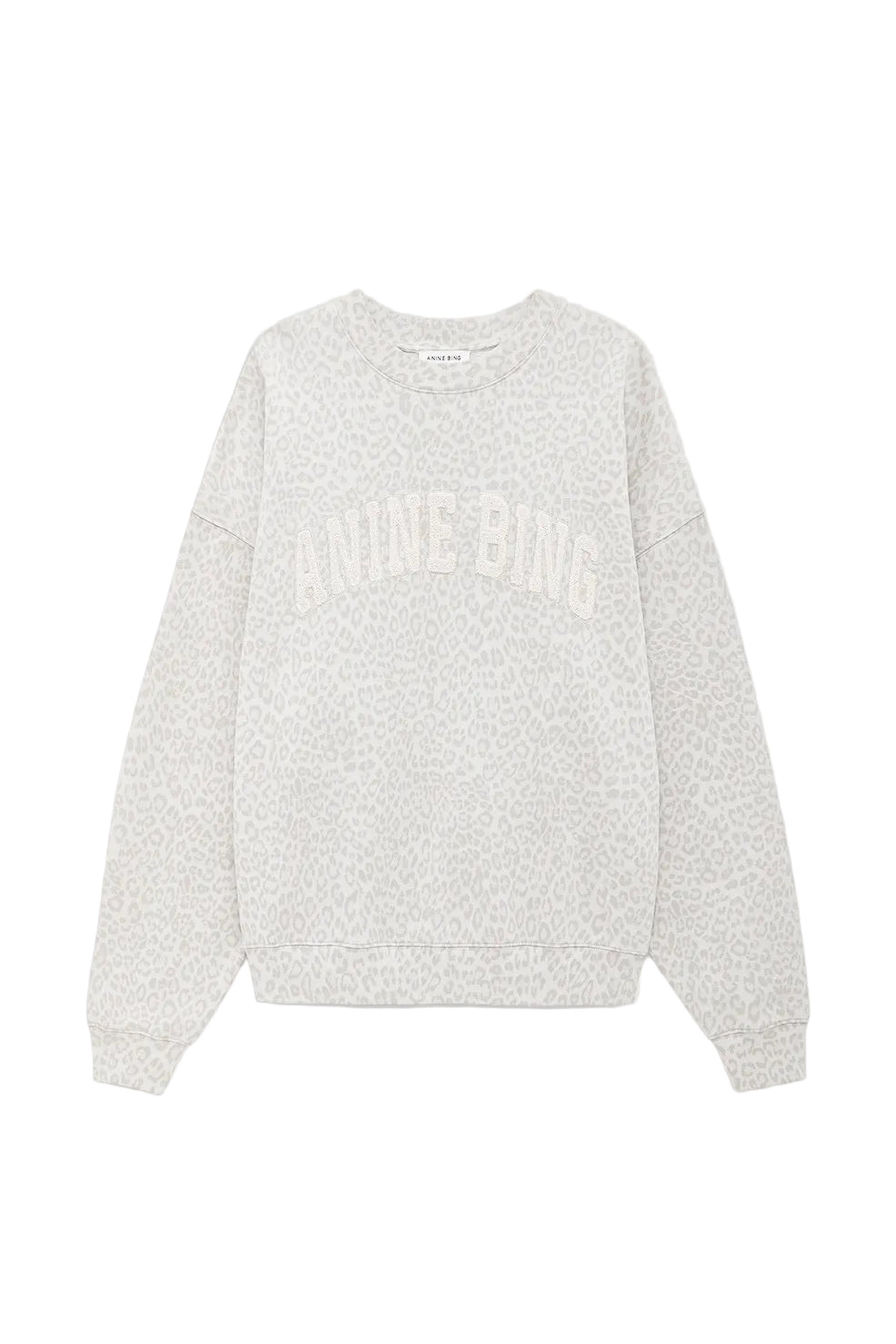 Anine Bing Miles Sweatshirt Anine Bing in Washed White Leopard