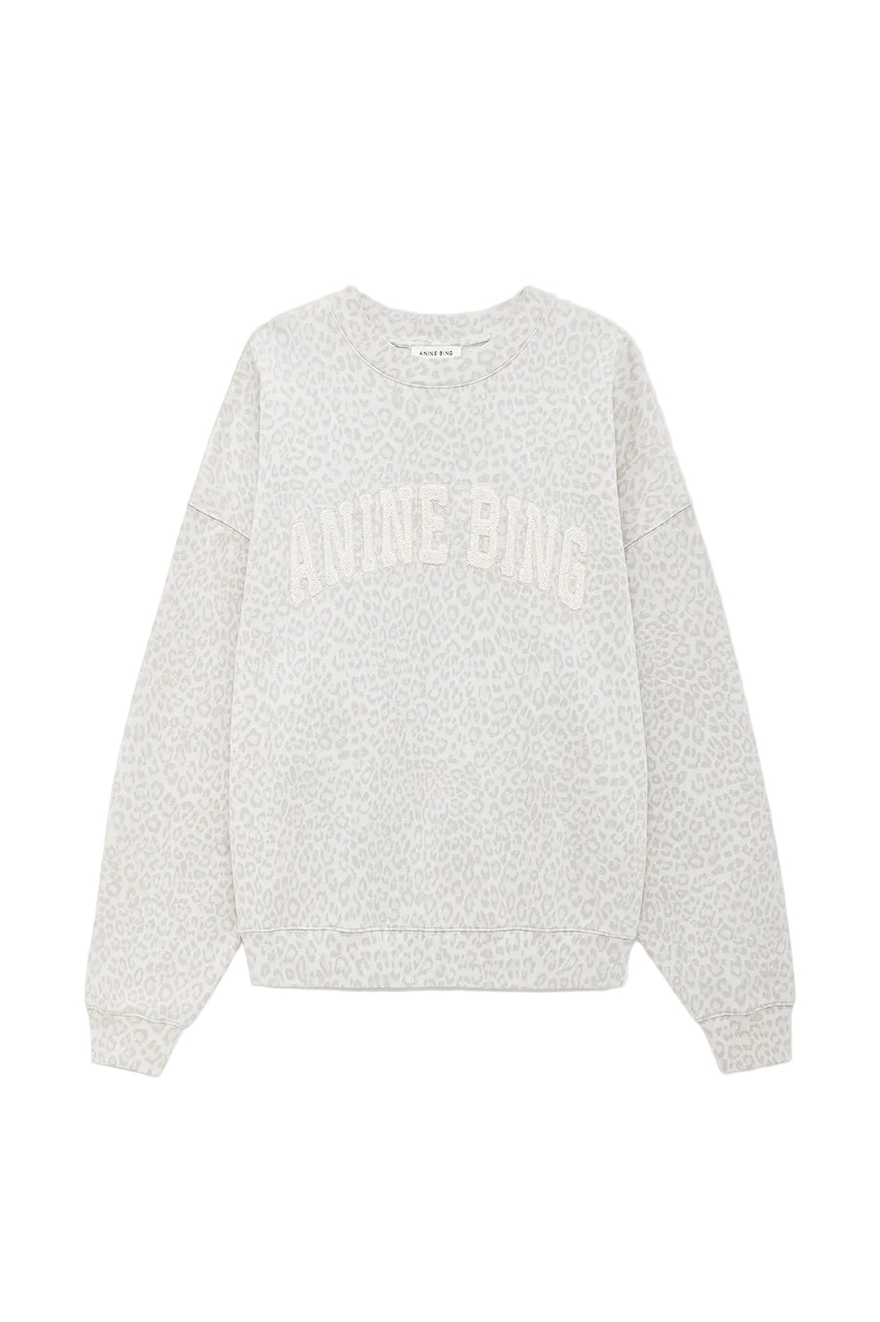 Anine Bing Miles Sweatshirt Anine Bing in Washed White Leopard