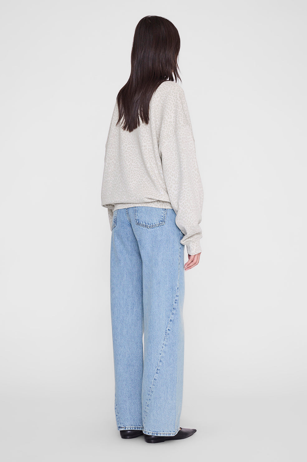 Anine Bing Miles Sweatshirt Anine Bing in Washed White Leopard