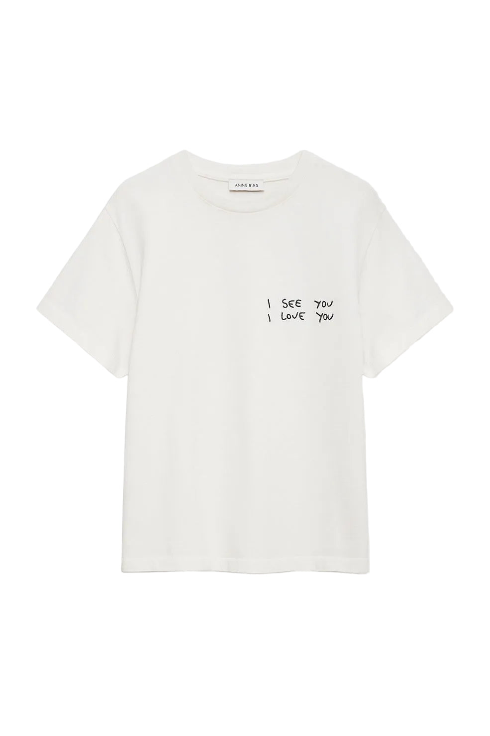 Anine Bing Shelley Tee I See You I Love You in Washed Cream