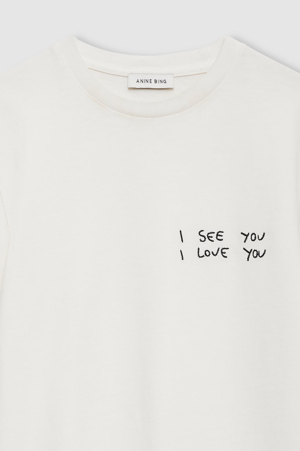 Anine Bing Shelley Tee I See You I Love You in Washed Cream - outfit inspiration