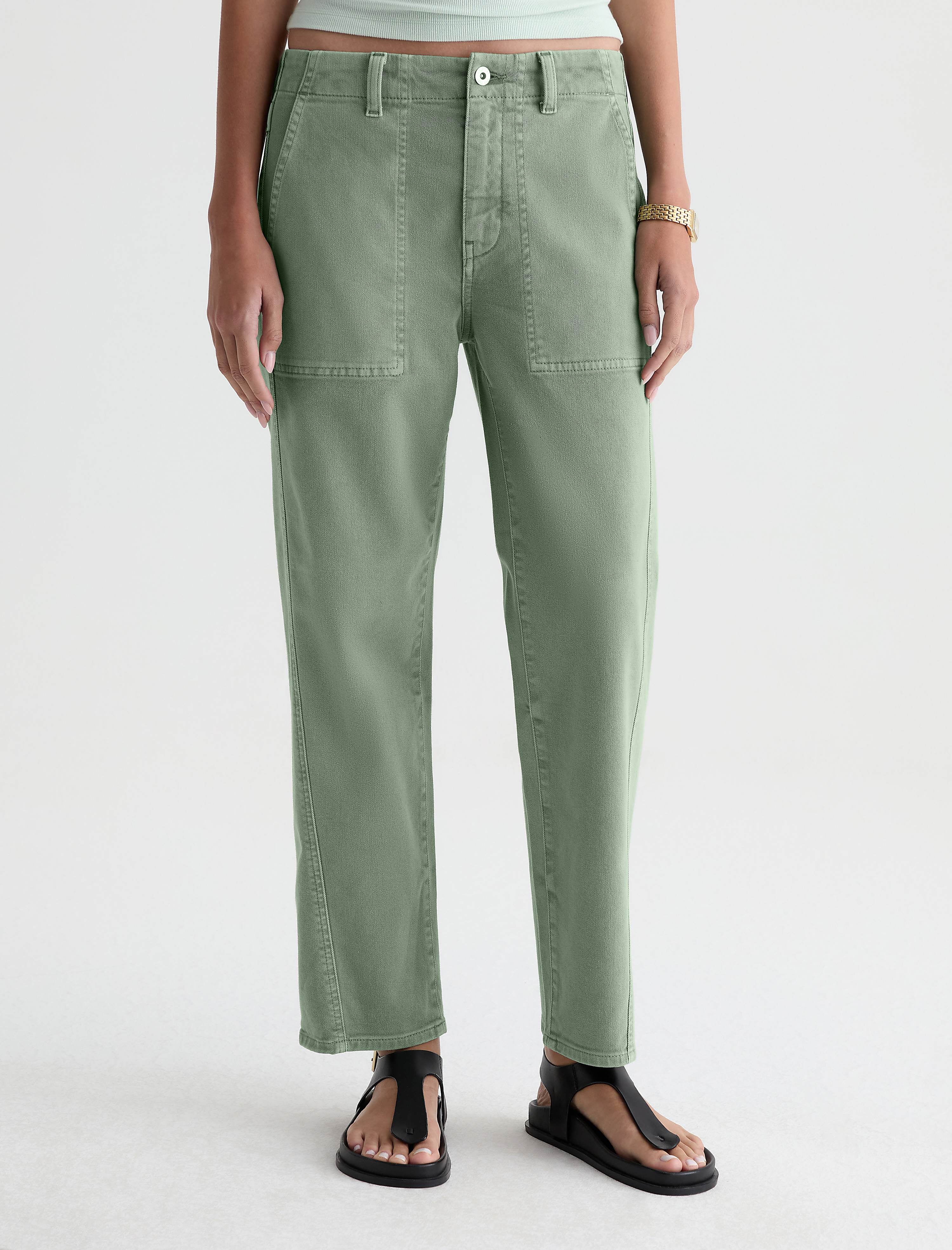 AG Jeans Analeigh in Sulfur Faded Moss - detail view