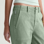 AG Jeans Analeigh in Sulfur Faded Moss - close up