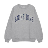Anine Bing Spencer Sweatshirt in Medium Heather Grey with Navy