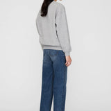 Anine Bing Spencer Sweatshirt in Medium Heather Grey with Navy