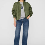 Anine Bing Spencer Sweatshirt in Medium Heather Grey with Navy