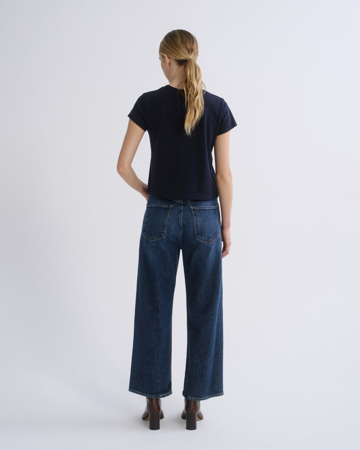 Agolde Adine Shrunken Tee in Storm - detail view