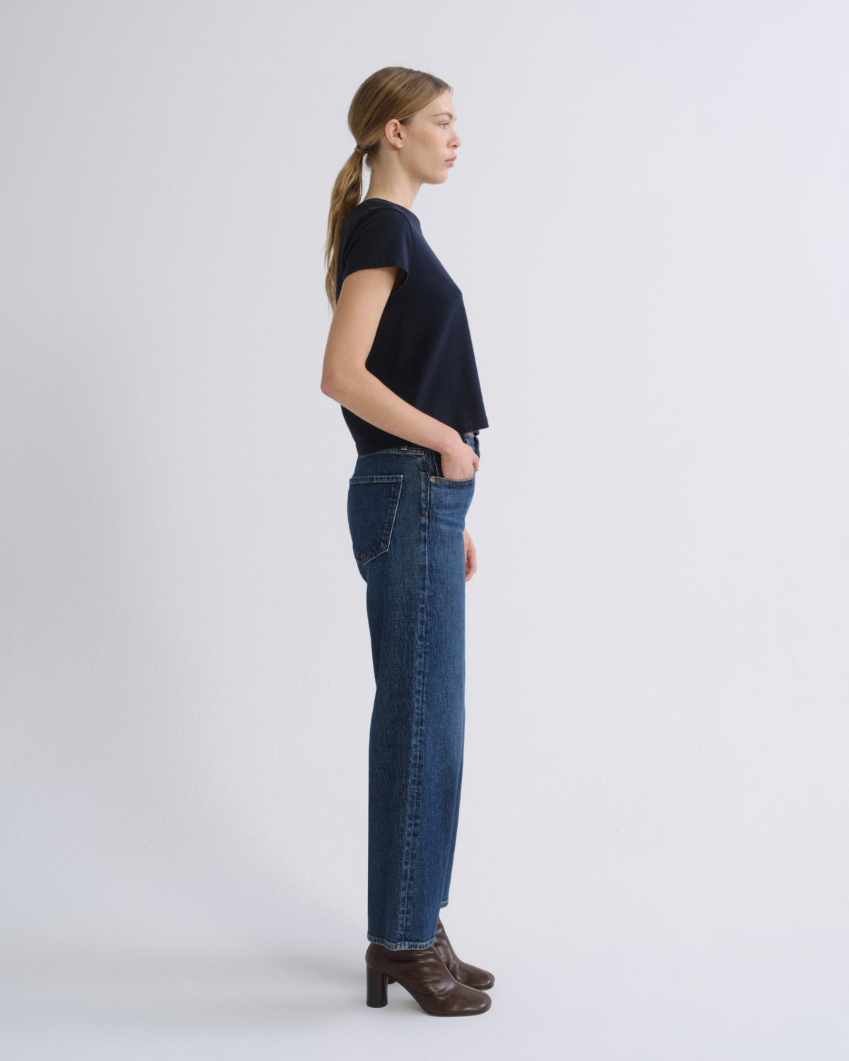 Agolde Adine Shrunken Tee in Storm - styled look