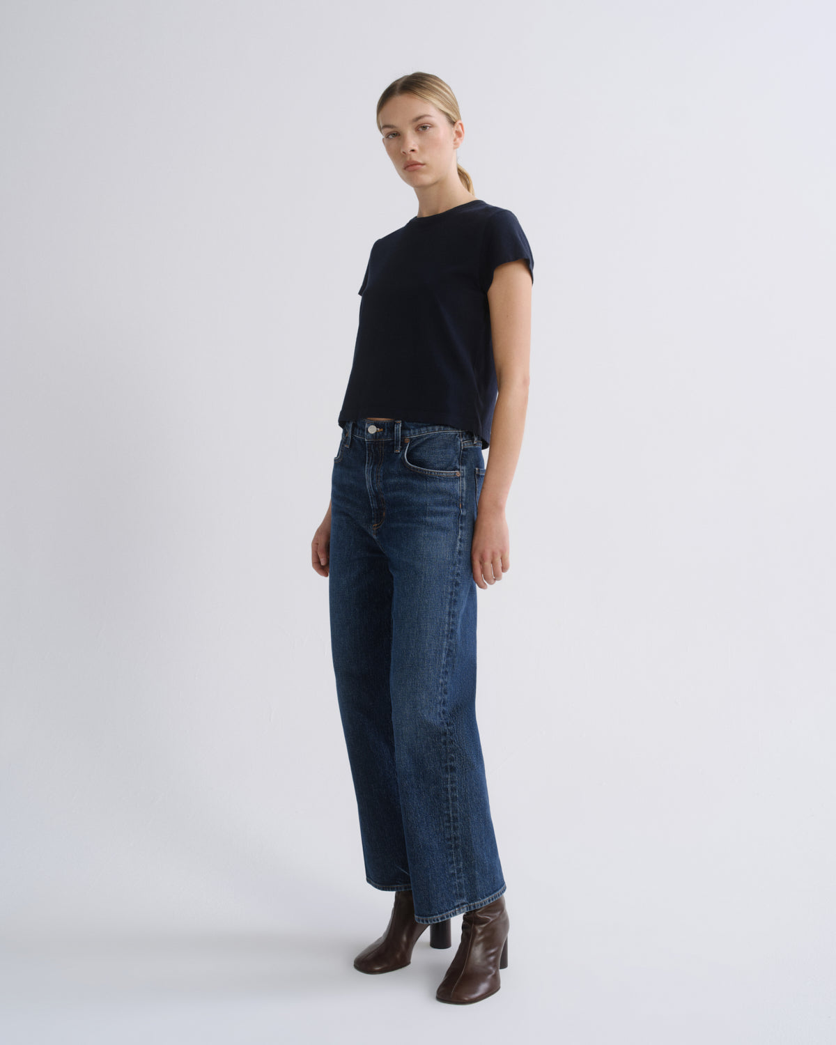 Agolde Adine Shrunken Tee in Storm - outfit inspiration