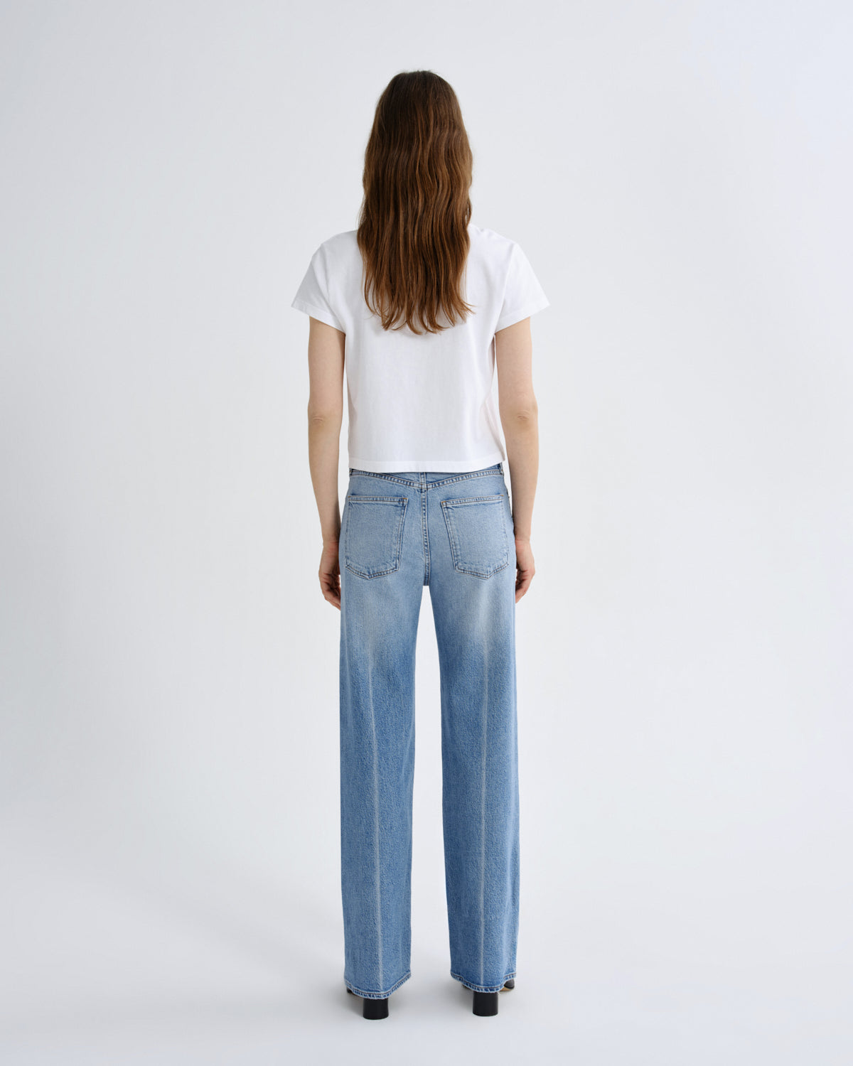 Agolde Adine Shrunken Tee in White - detail view