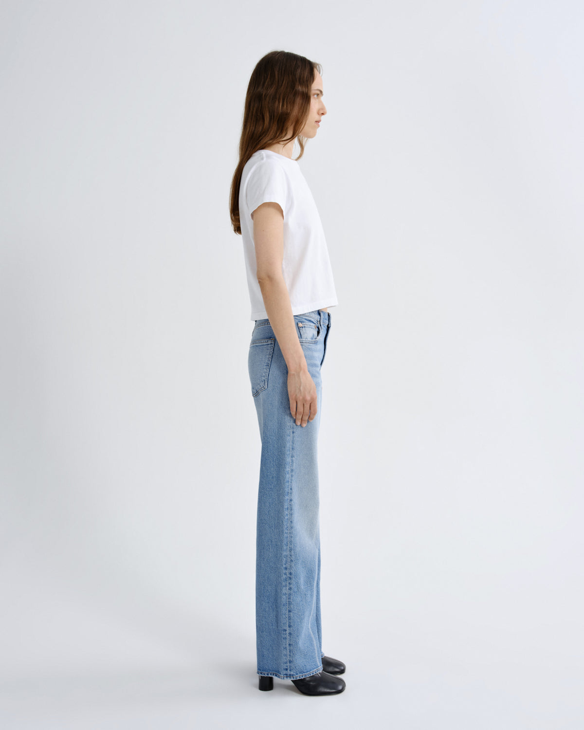 Agolde Adine Shrunken Tee in White - styled look