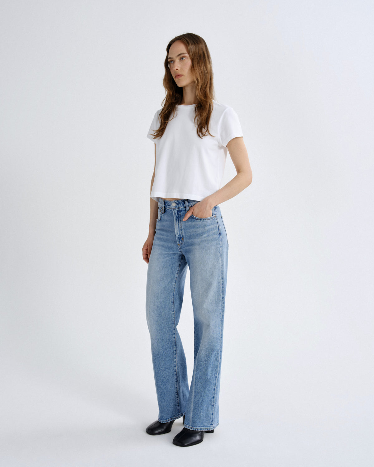 Agolde Adine Shrunken Tee in White - outfit inspiration