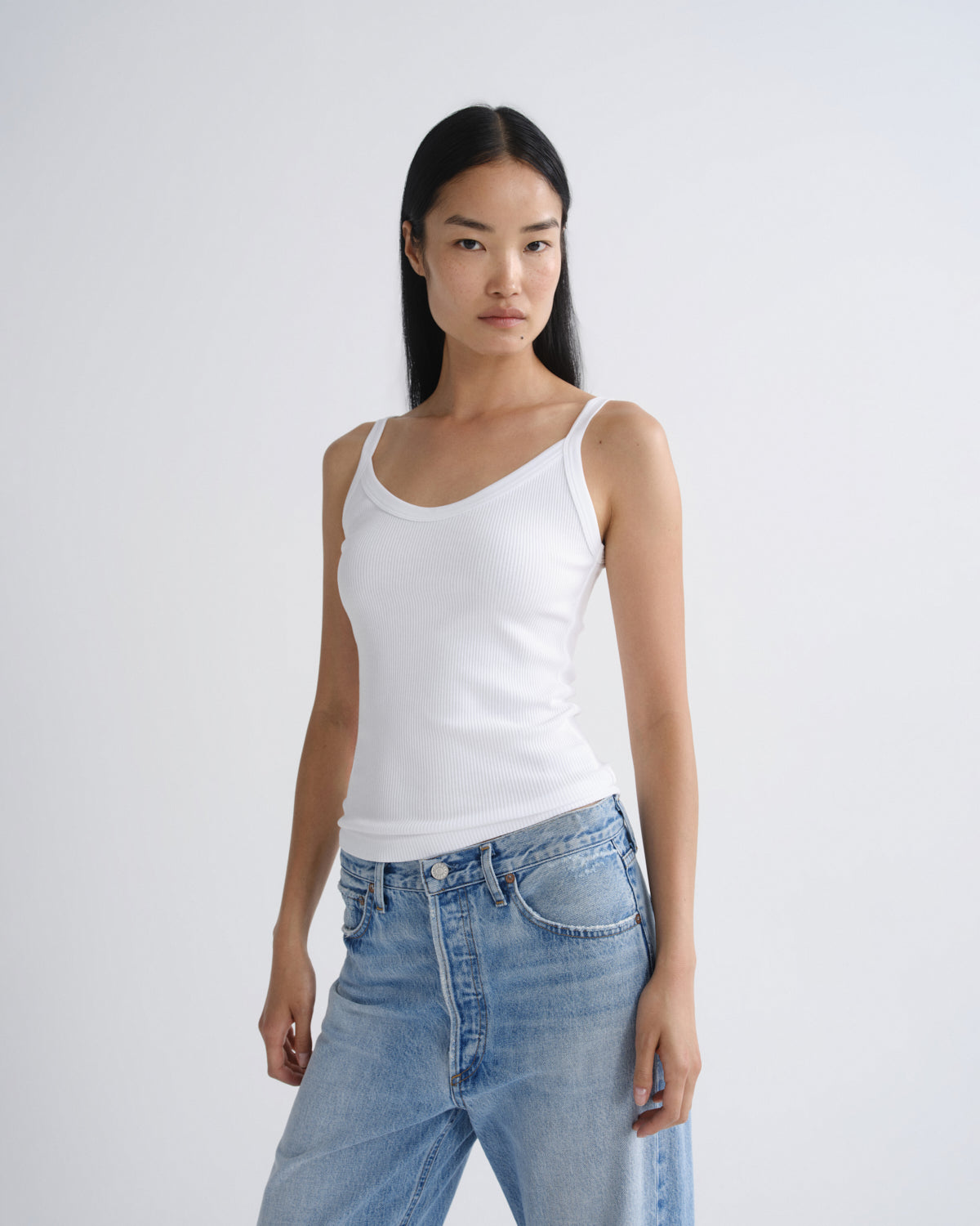 Agolde Jordan Tank in White - side view