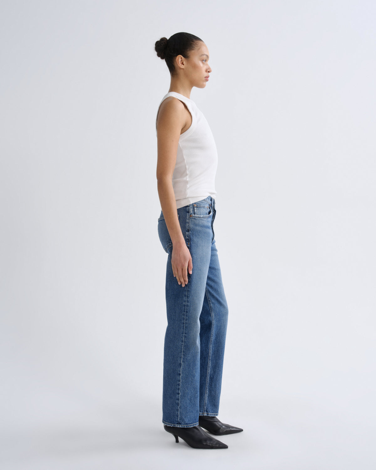 Agolde Lana HR Vintage Straight Stretch in Waive - detail view