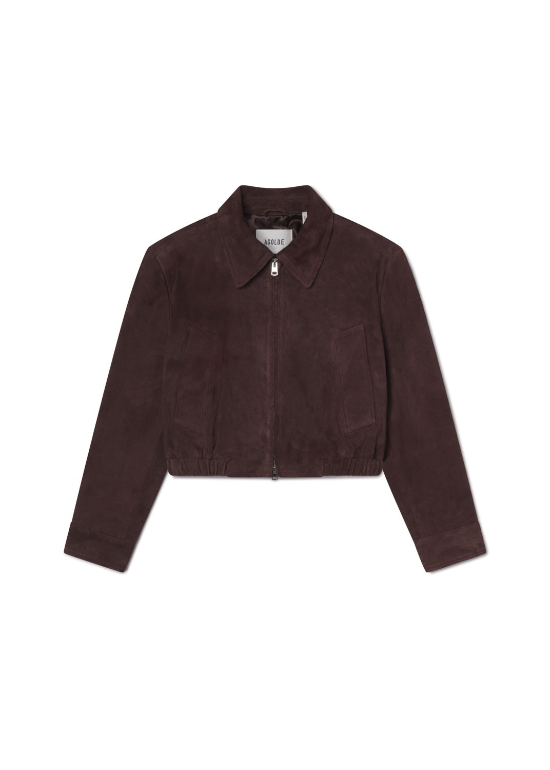 Agolde Nahla Cropped Suede Jacket in Root