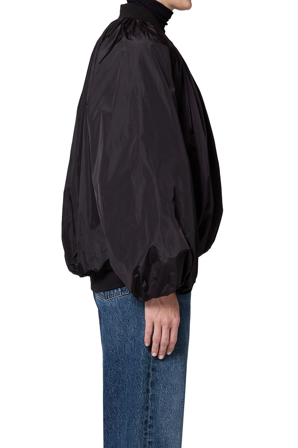 Agolde Raffi Bomber Jacket in Black - close up