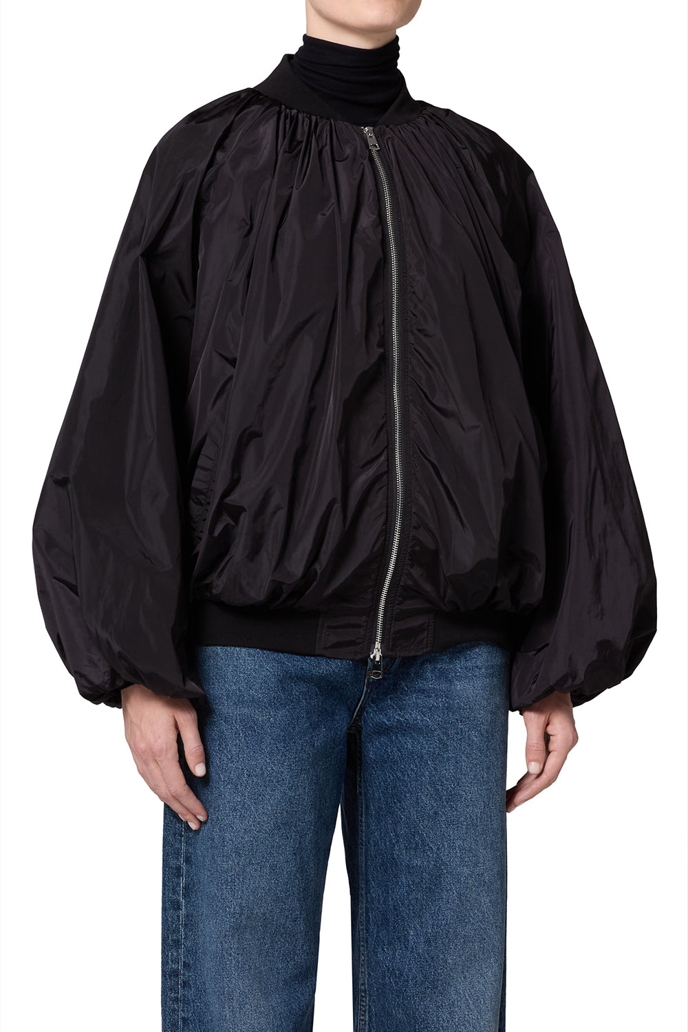 Agolde Raffi Bomber Jacket in Black - styled look