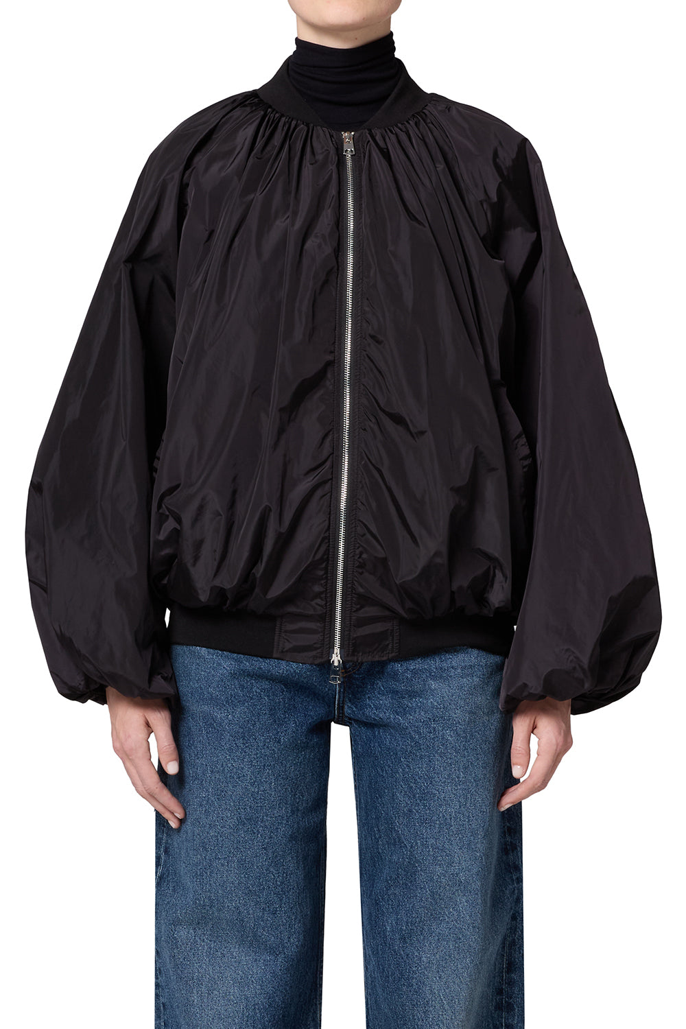 Agolde Raffi Bomber Jacket in Black - side view