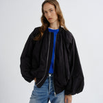 Agolde Raffi Bomber Jacket in Black - close up