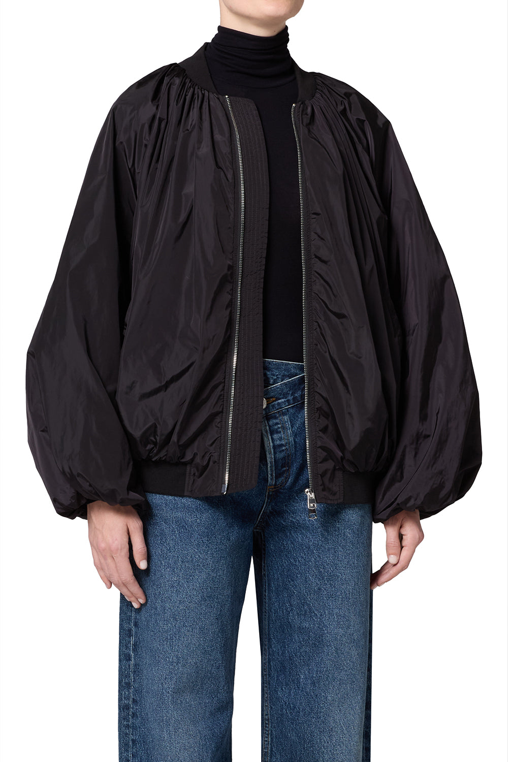 Agolde Raffi Bomber Jacket in Black - detail view