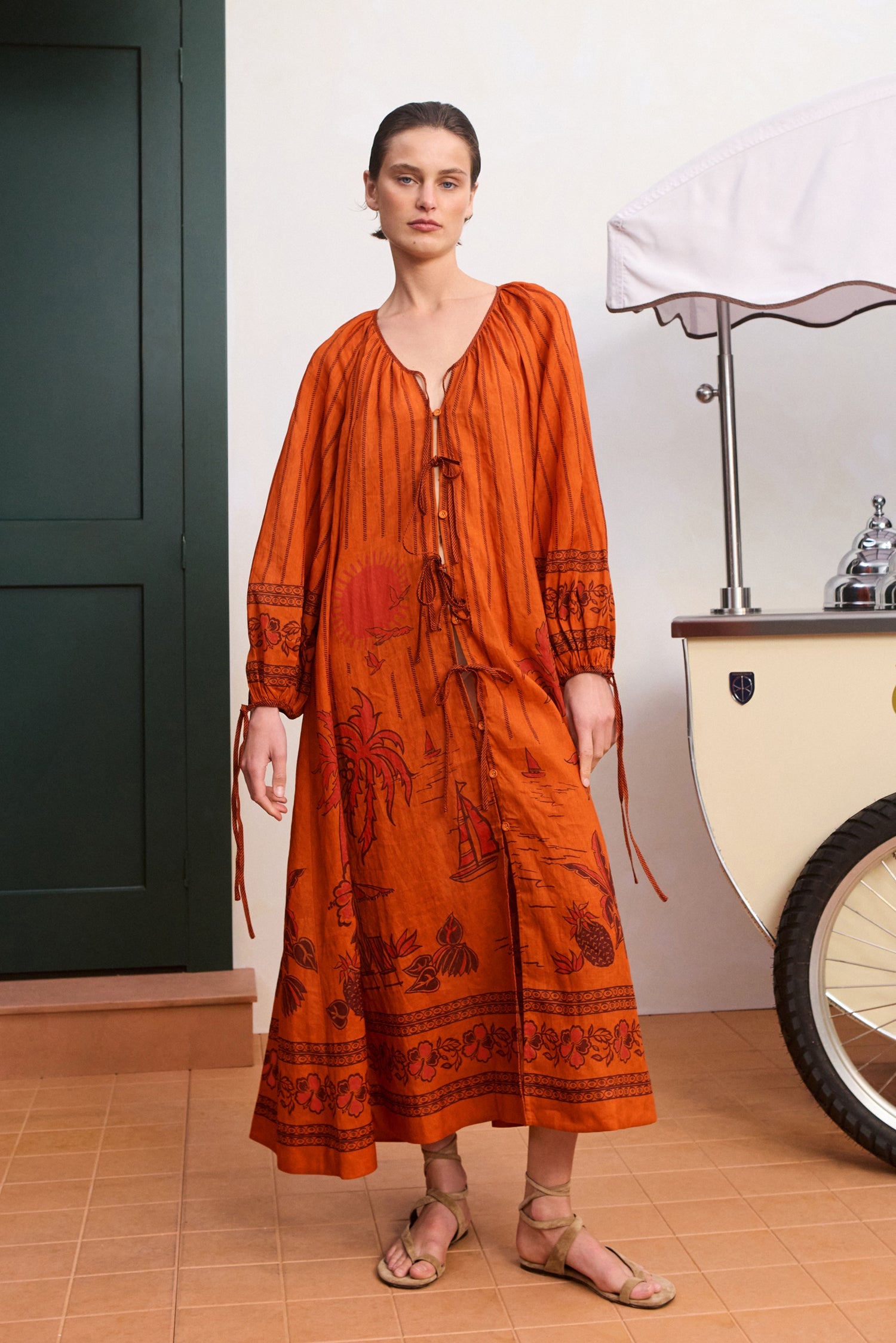 Alemais Boathouse Shirtdress in Orange - side view