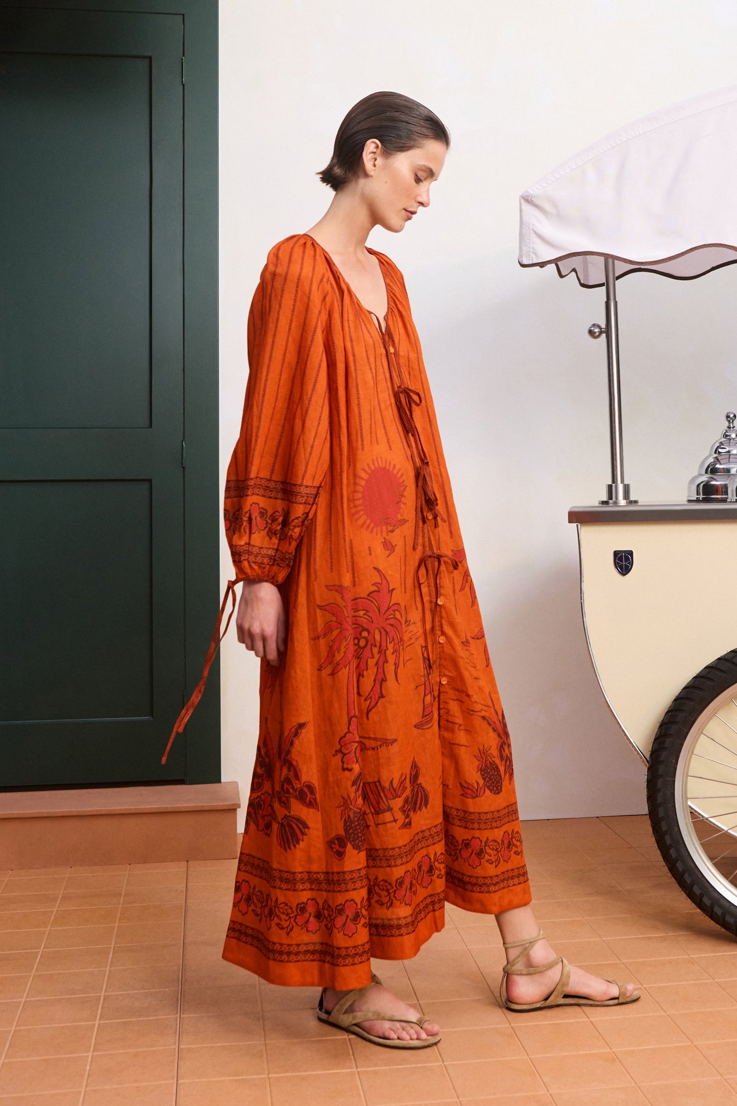 Alemais Boathouse Shirtdress in Orange - detail view