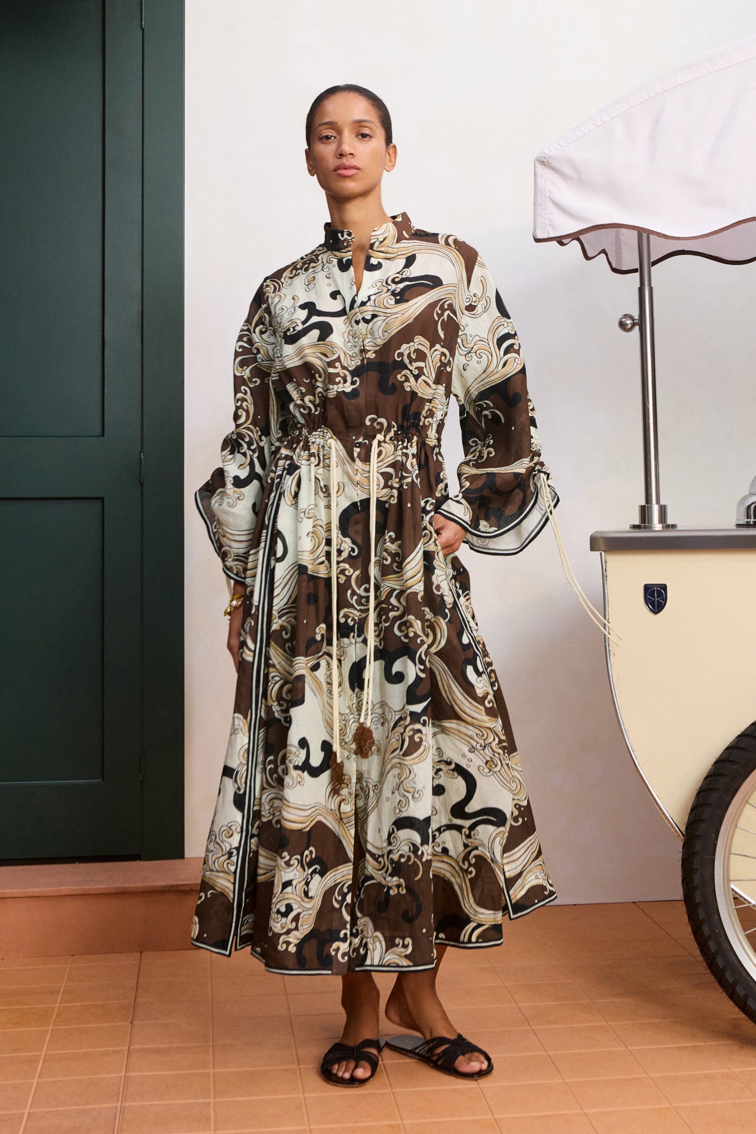 Alemais Otis Shirtdress in Chocolate - side view