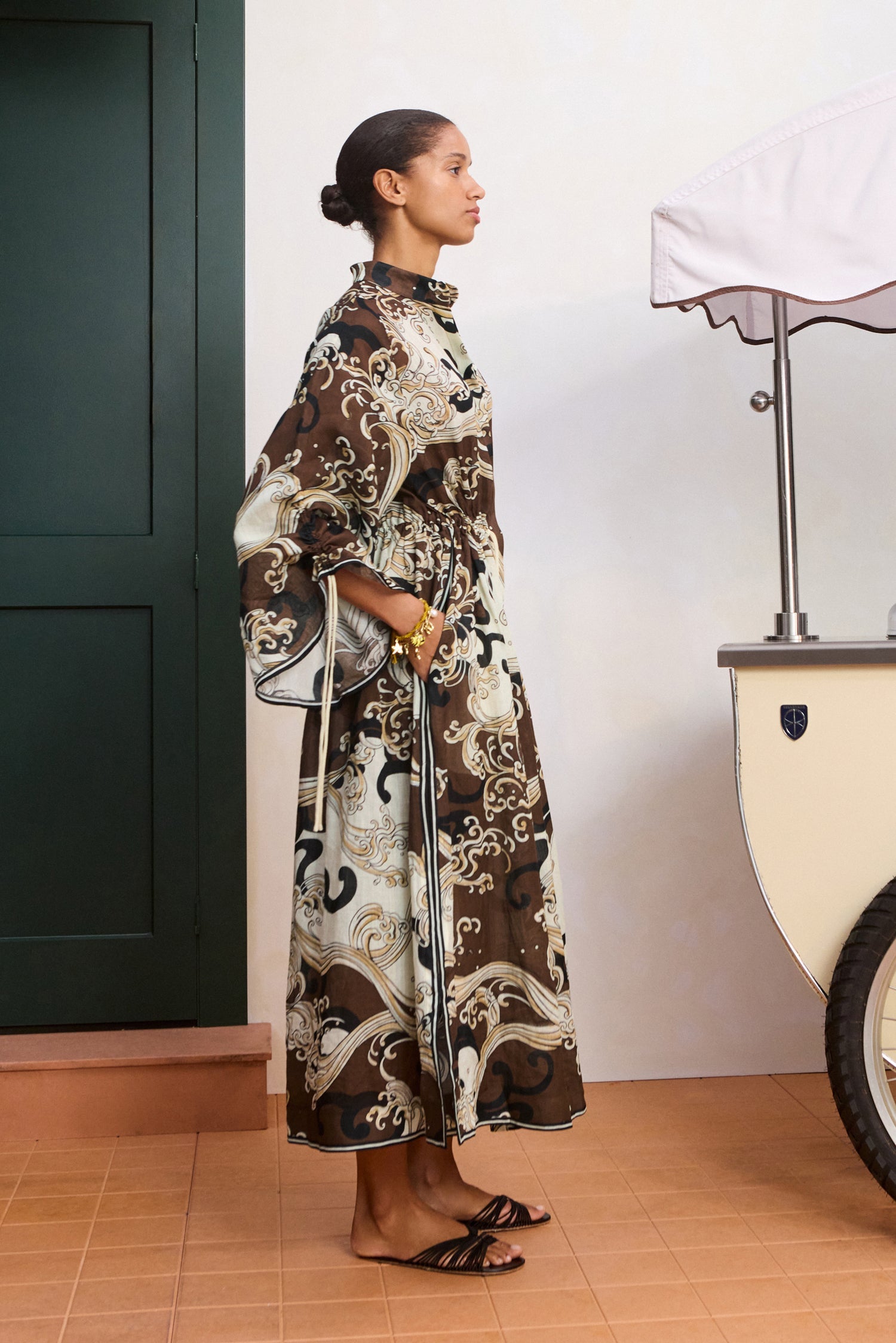 Alemais Otis Shirtdress in Chocolate - detail view