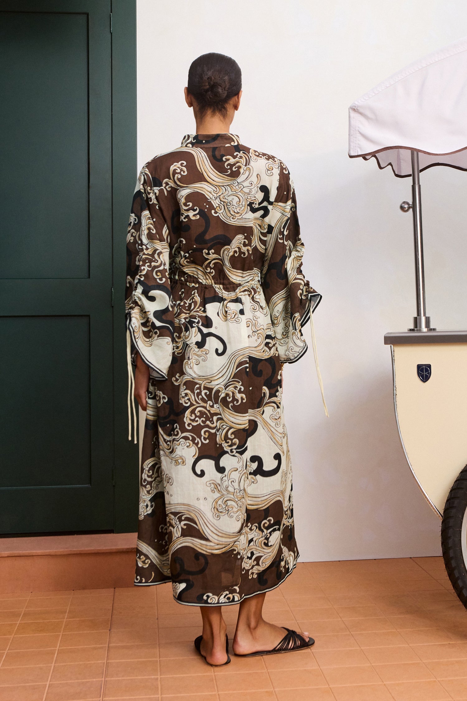 Alemais Otis Shirtdress in Chocolate - styled look