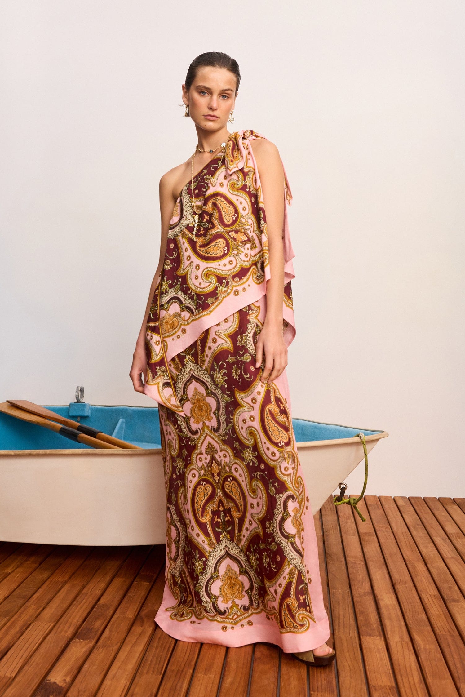 Alemais Porter Midi Dress in Burgundy - side view
