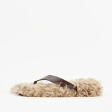 Alias Mae Fella Thong in Chocolate Leather and Shearling