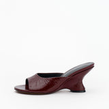 Alias Mae Mina Flat in Burgundy Oily Crinkle Leather