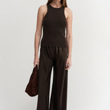 Almada Bias Satin Pant in Chocolate