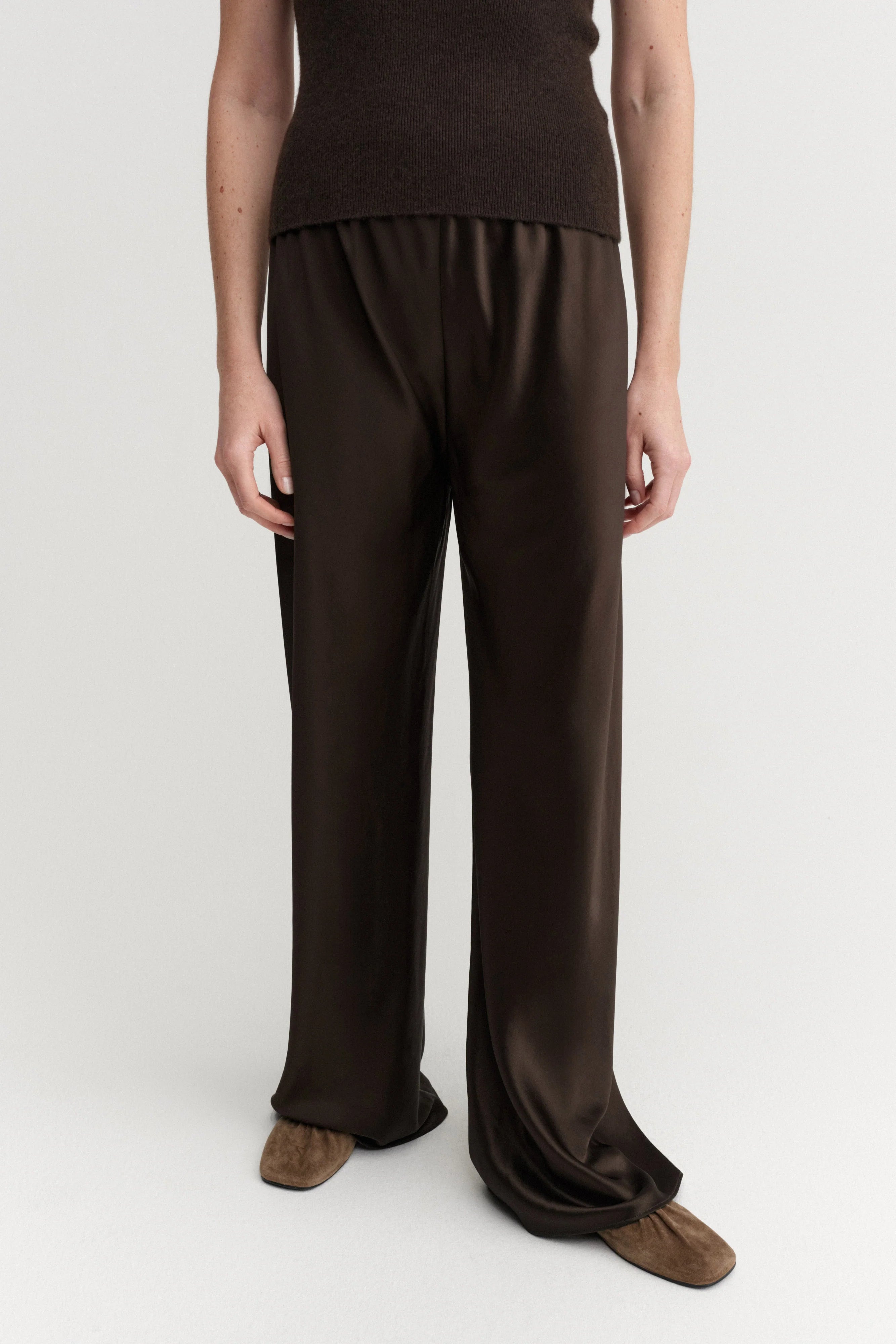 Almada Bias Satin Pant in Chocolate