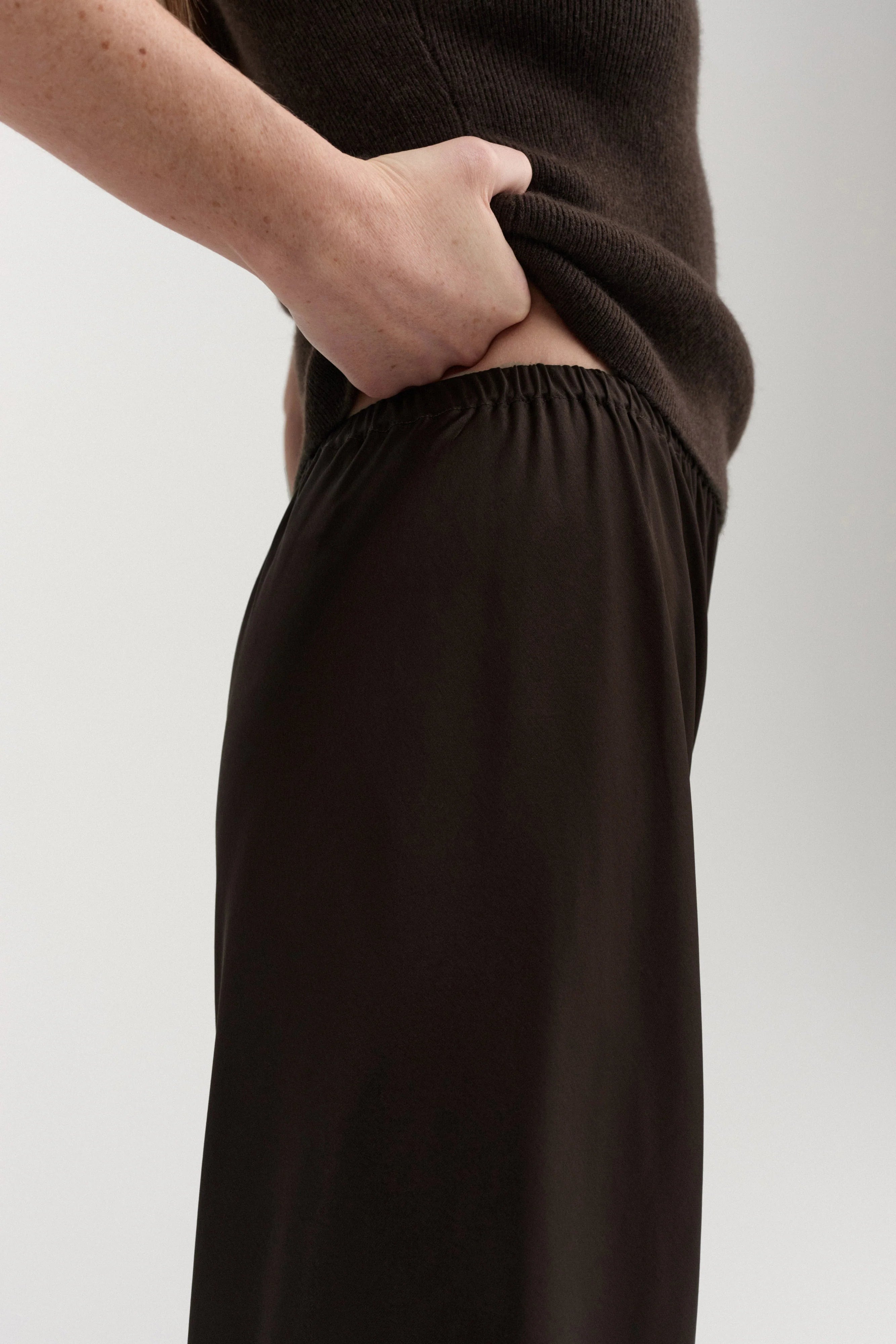 Almada Bias Satin Pant in Chocolate