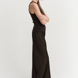 Almada Bias Satin Pant in Chocolate