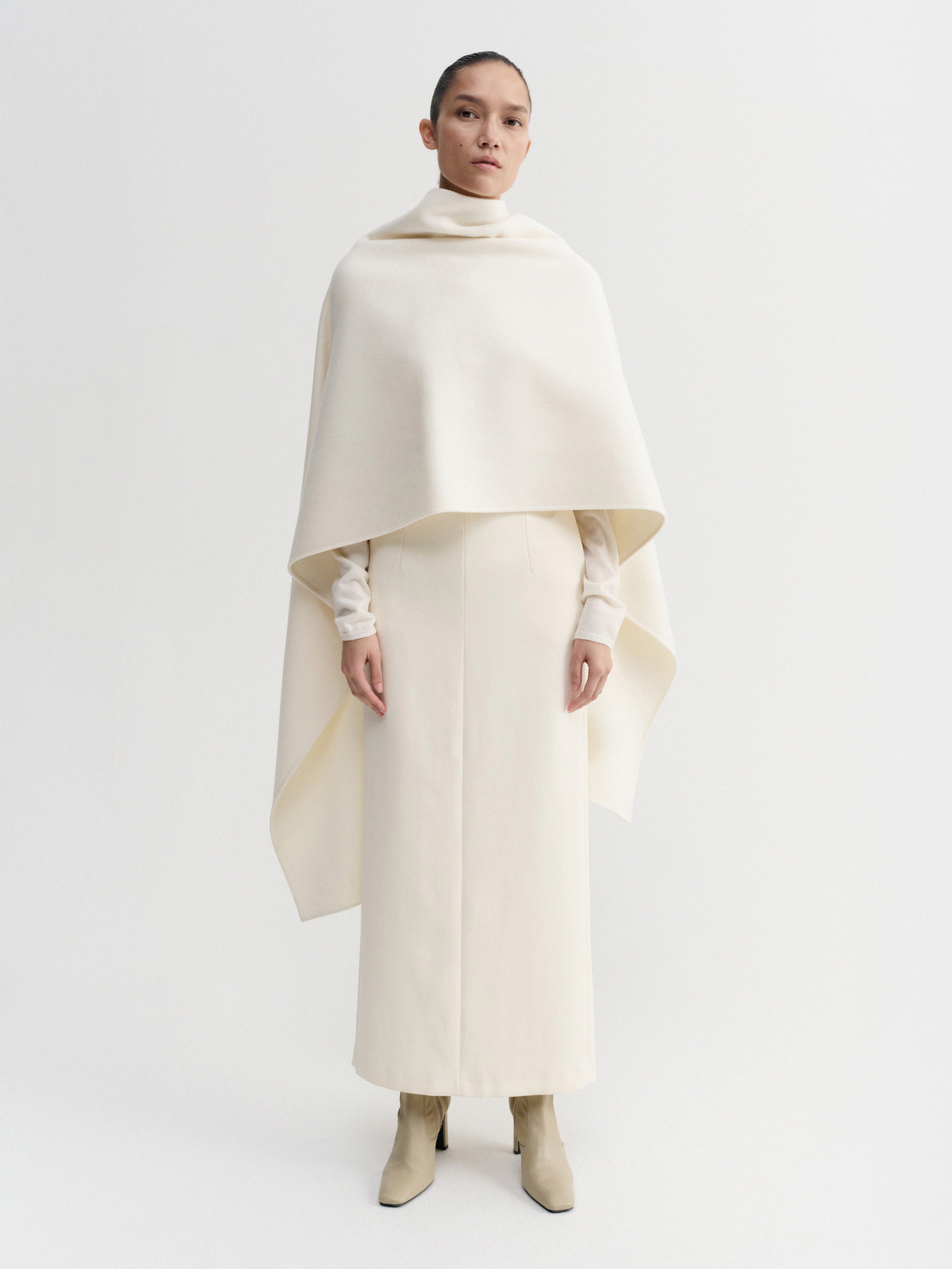Almada Colette Double Cape in Cream - side view