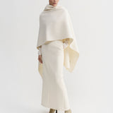 Almada Colette Double Cape in Cream - detail view