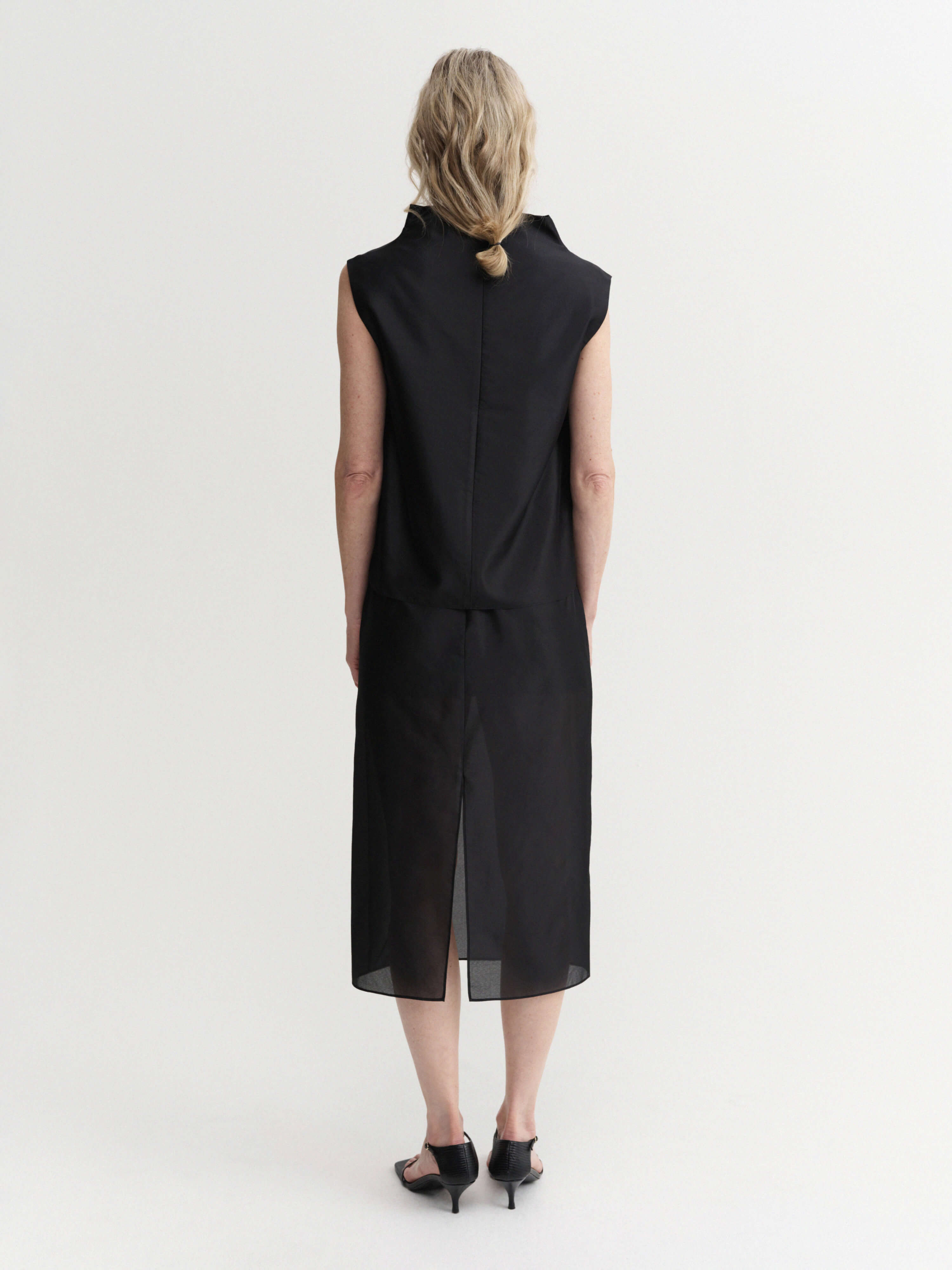 Almada Kiera Organza Top in Black - detail view