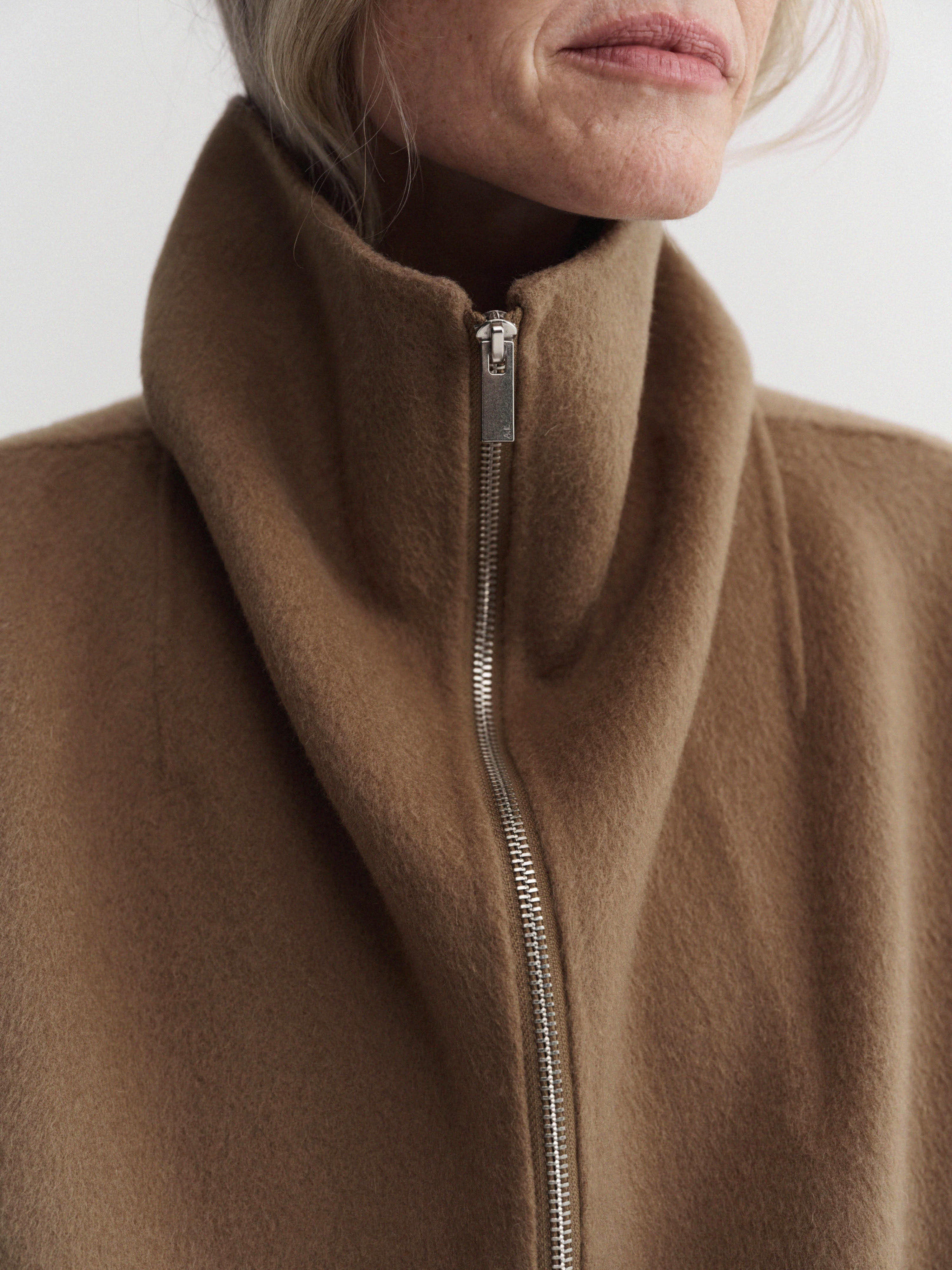 Almada Lindy Coat in Tan - detail view