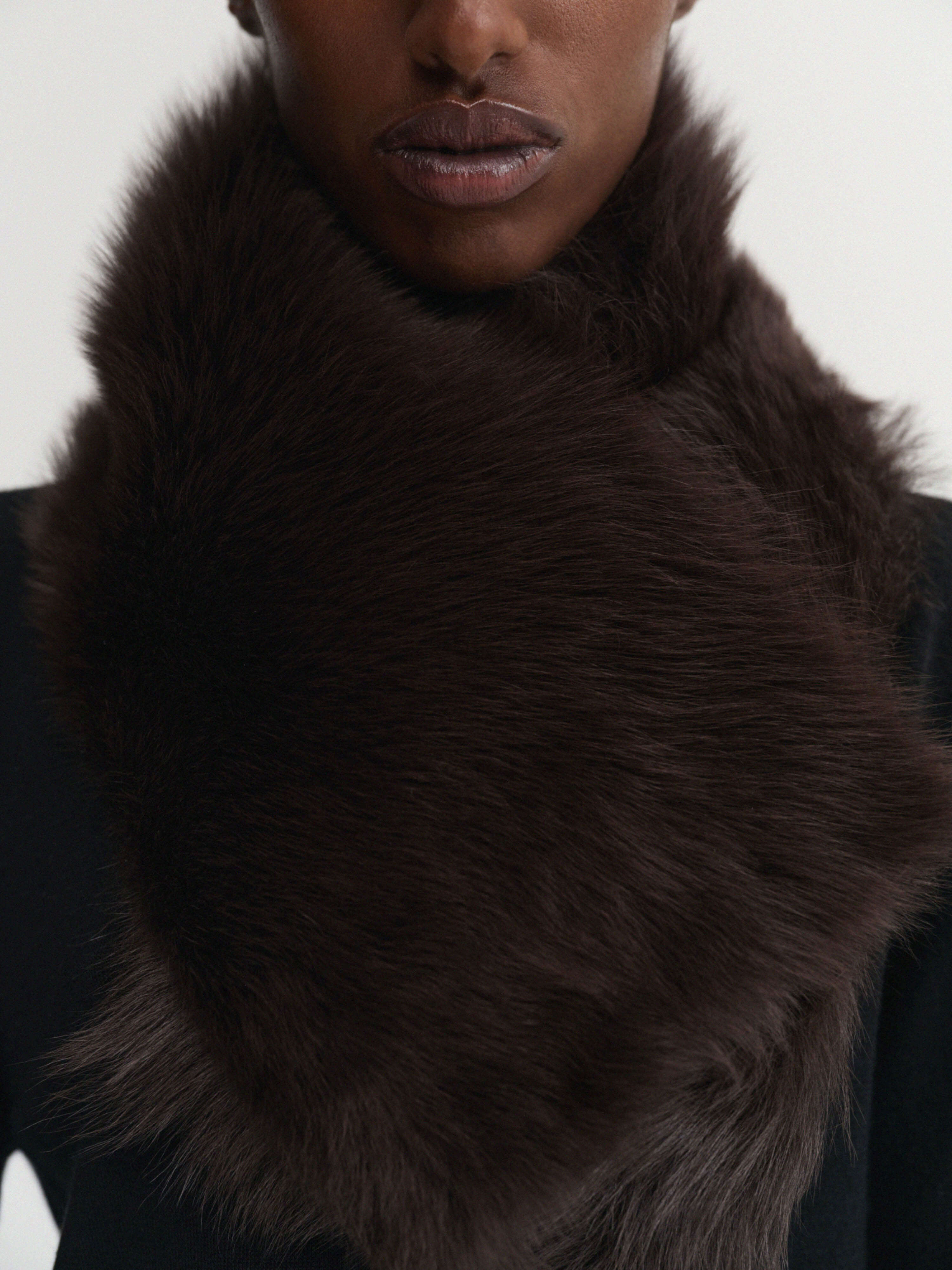Almada Mayama Scarf in Chocolate - close up
