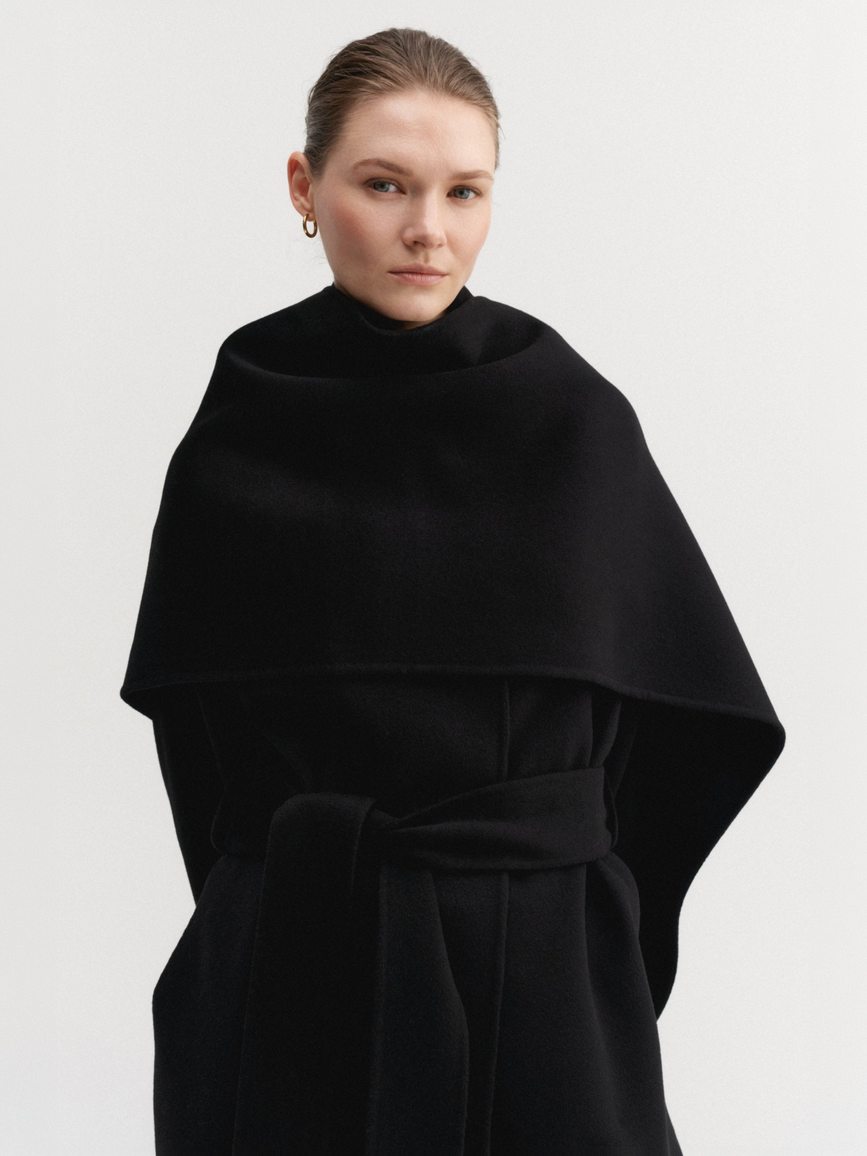 Almada Micha Double Scarf in Black - side view