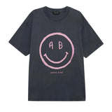 Anine Bing Cade Tee Smiley in Washed Grey
