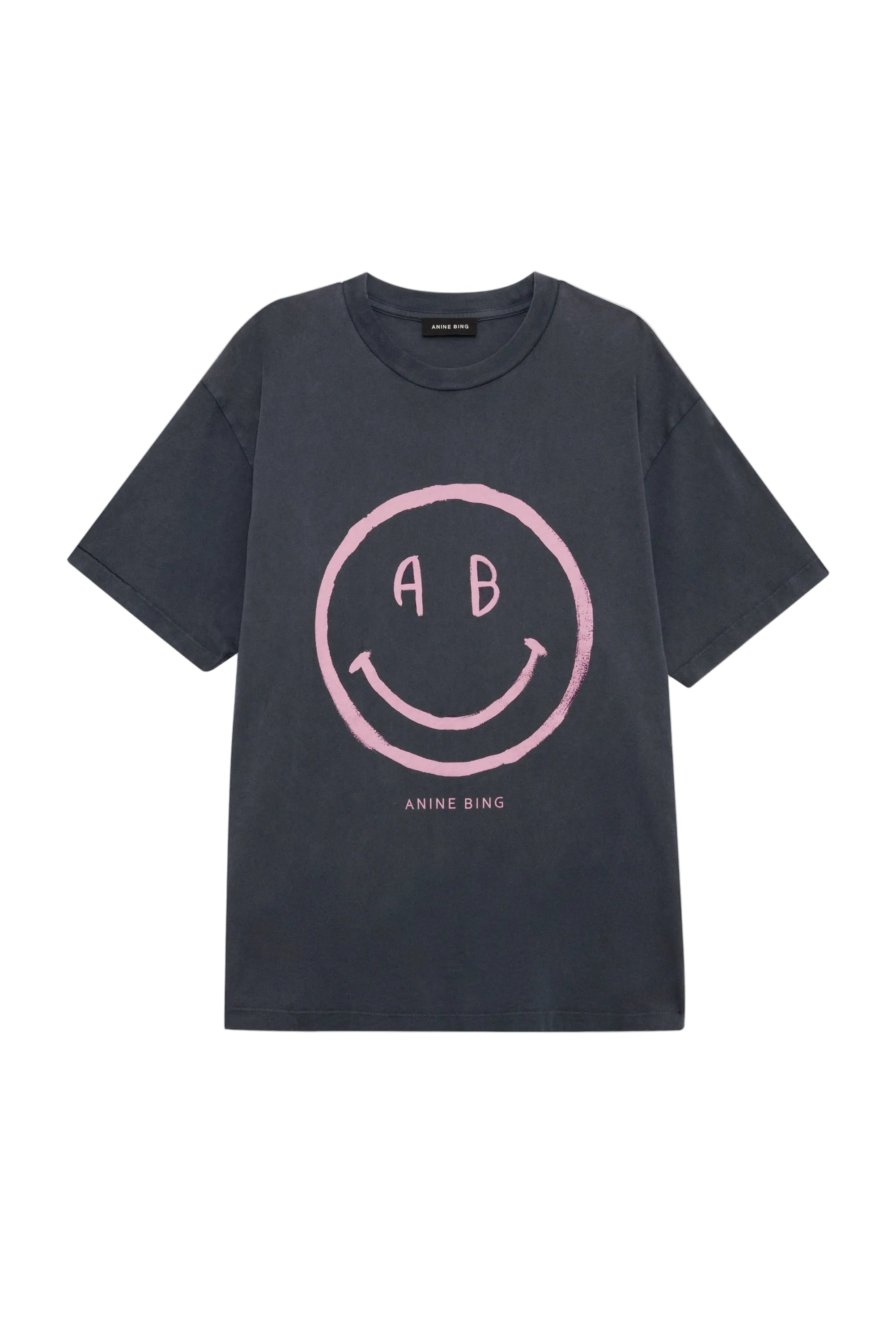 Anine Bing Cade Tee Smiley in Washed Grey