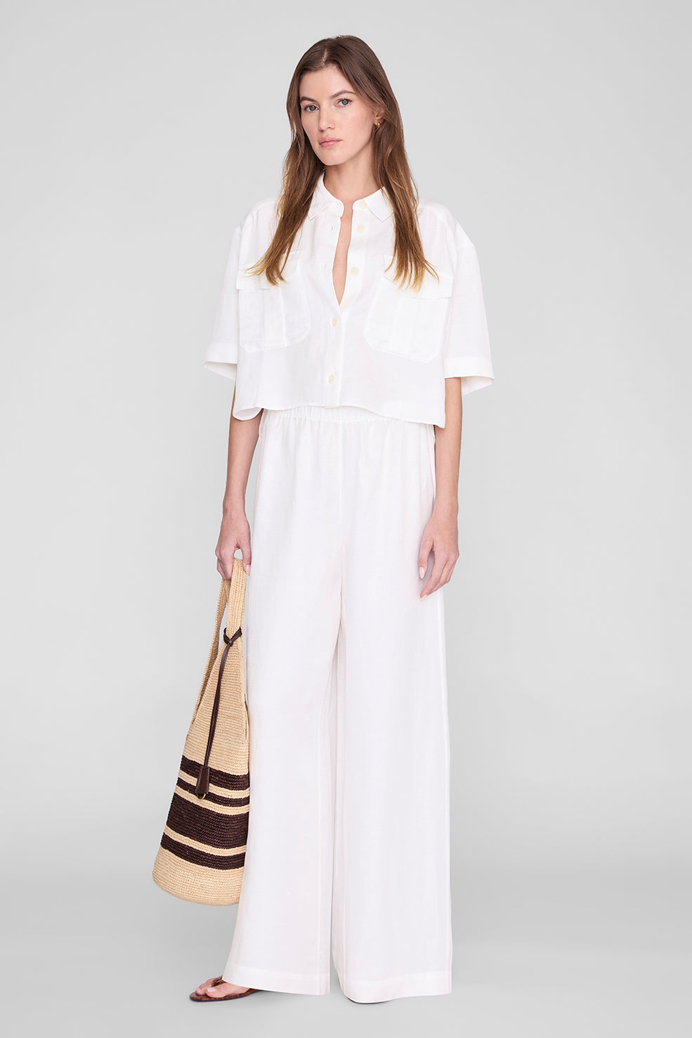Anine Bing Edith Shirt in Ivory - side view